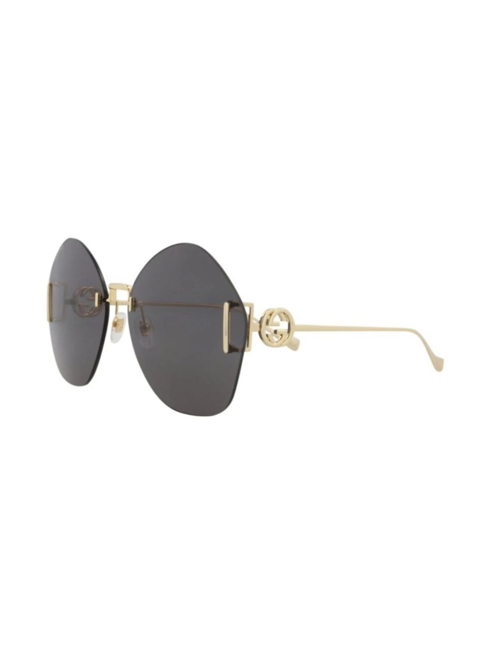 Gucci Womens GG1203S 002 65 Round/Oval Gold Gold Grey Fashion Designer Eyewear